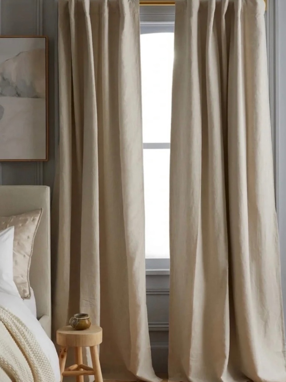 Quince 48x84 Flax Blackout European Linen Curtain Panel